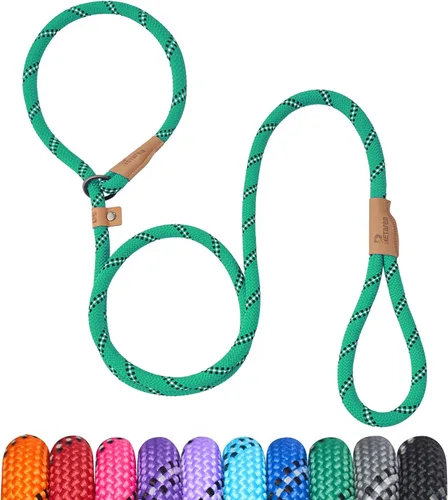 Vista 9 de Correa Deslizante de 5 Pies para Perro, Correa de Cuerda Resistente para Perros Pequeños, Medianos y Grandes, Correa de Entrenamiento Sin Tirones
