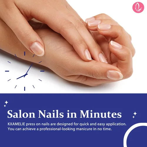 Vista 5 de Uñas postizas a presión con punta francesa negra, uñas cortas de almendra, uñas con pegamento para mujer, uñas acrílicas francesas de gel, uñas