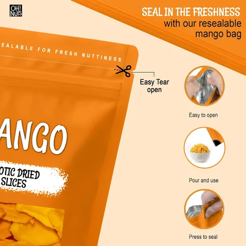 Vista 3 de Oh! Nuts Rebanadas de mango seco exótico – Bolsa a granel de 1 libra – Bocadillos de frutas jugosas deshidratados endulzados y masticables