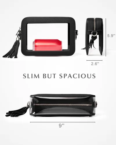 Vista 4 de Unilily Bolsa transparente para eventos en estadios – Bolso cruzado transparente aprobado por estadios para mujeres, conciertos, deportes
