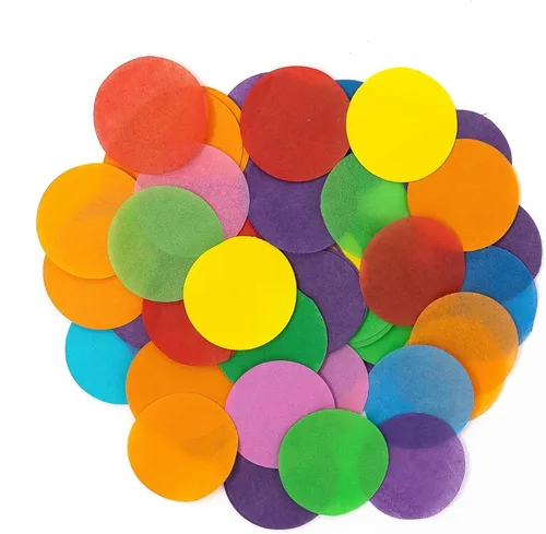 Vista 5 de Ultimate Confetti, Círculos de confeti biodegradables azul bebé, resistentes al fuego y caída lenta, confeti de papel de seda redondo para uso