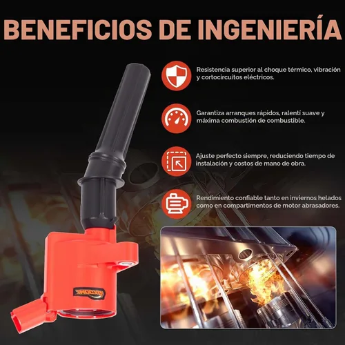 Vista 5 de Juego de 8 bobinas de encendido, bujías, inyector de combustible, kit de conectores