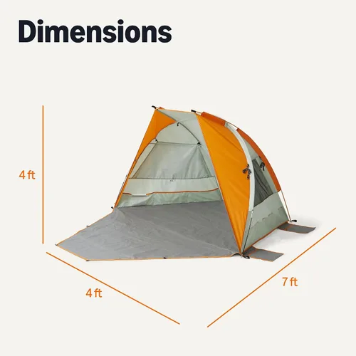 Vista 5 de Amazon Basics Refugios solares para campamento con protección UPF50+, ventanas de malla para ventilación, instalación simple sin herramientas, 7 x 4