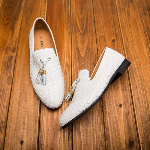 Vista 7 de Mocasín para hombre, estilo vintage noble con bordado de terciopelo, con borlas