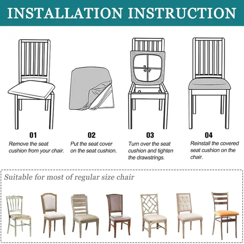 Vista 6 de Fundas de terciopelo para asiento de silla, fundas elásticas para sillas de comedor, fundas de asiento suaves y antideslizantes, fundas de asiento