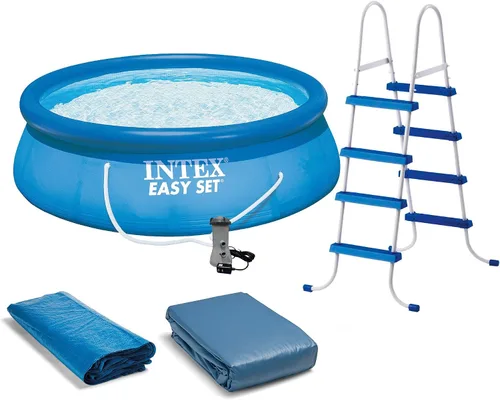 Vista 2 de INTEX Juego de piscina inflable de fácil configuración: 15 pies x 48 pulgadas, con bomba de filtro de cartucho de 1000 GPH y dispensador de cloro