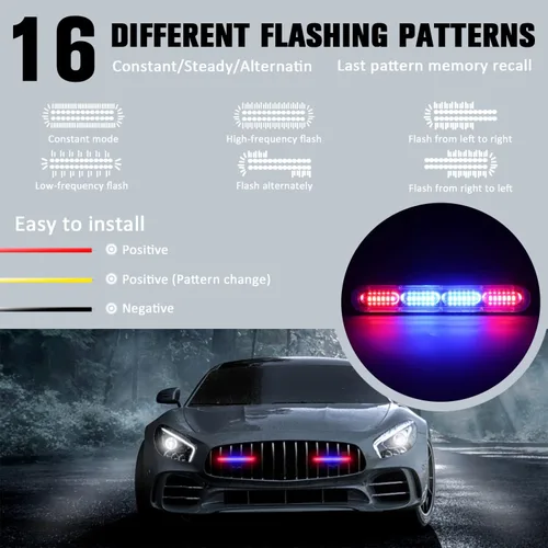 Vista 4 de DIBMS 4 luces LED estroboscópicas intermitentes de emergencia, color rojo, azul, rojo, montaje en superficie, impermeable, barra de luz