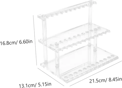 Vista 2 de PRETYZOOM Soporte acrílico para utensilios de 24 ranuras, organizador de papelería y utensilios de escritorio, estante de exhibición de vajilla