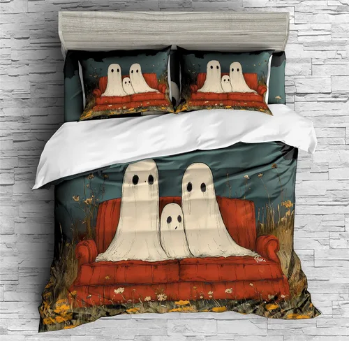 Vista 27 de REALIN Juego de funda de edredón con diseño de Hawthorn 3D, ropa de cama con diseño de bosque japonés, montaña, río, 2/3/4 piezas