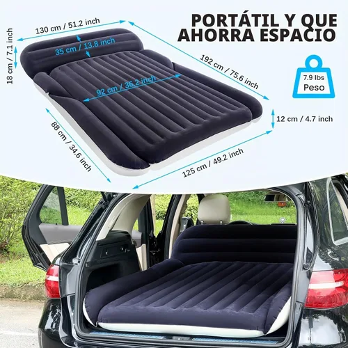 Vista 6 de KMZ Colchón de aire SUV con 2 almohadas - Cama de coche gruesa y flocada