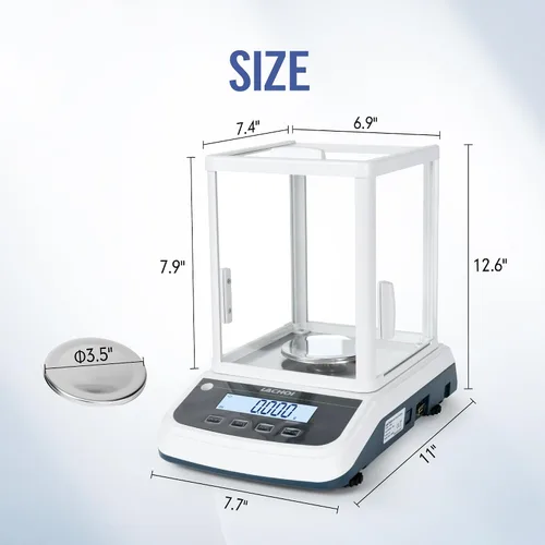 Vista 4 de Balanza de Laboratorio 0.001g×100g Precisión Digital Balanza Analítica de Laboratorio para Joyería con Parabrisas, Interfaz RS232 Balanza Analítica