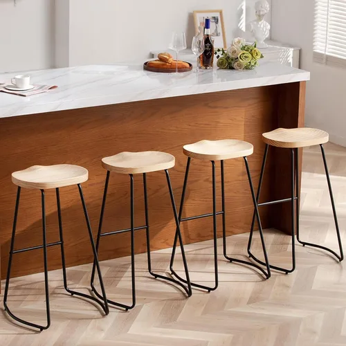Vista 22 de HeuGah Juego de 2 taburetes de bar, taburetes de bar de 26" de altura de mostrador con pata de metal, taburetes de bar rústicos sin respaldo