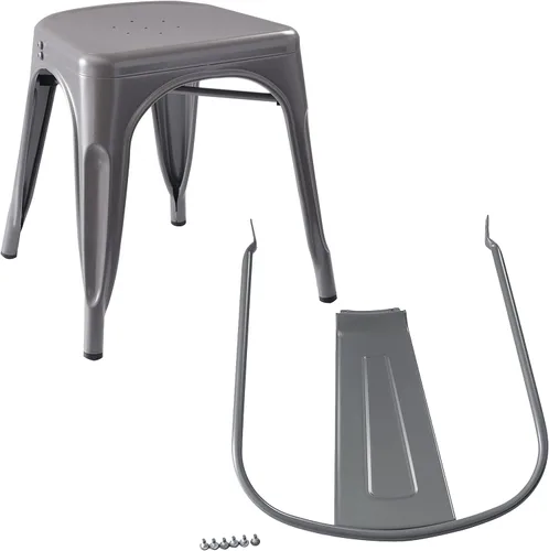 Vista 8 de Amazon Basics Sillas de comedor de metal, 4 unidades, gris oscuro, 20.1 x 17.1 x 33.5 pulgadas
