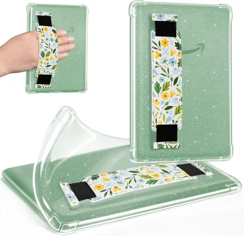 Vista 15 de CoBak Funda transparente exclusiva para Kindle de 6 pulgadas 2024 y 2022 Azul Flores