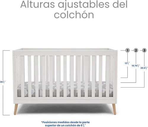 Vista 10 de Delta Children Essex - Cuna convertible 4 en 1, color blanco Bianca con patas de color natural Bianca Blanco