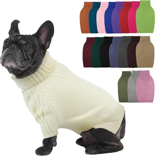 Vista 75 de IECOii Suéter de perro salchicha de cuello alto para perros pequeños, medianos y hembras, elástico y transpirable, abrigo de punto cálido, para Negro
