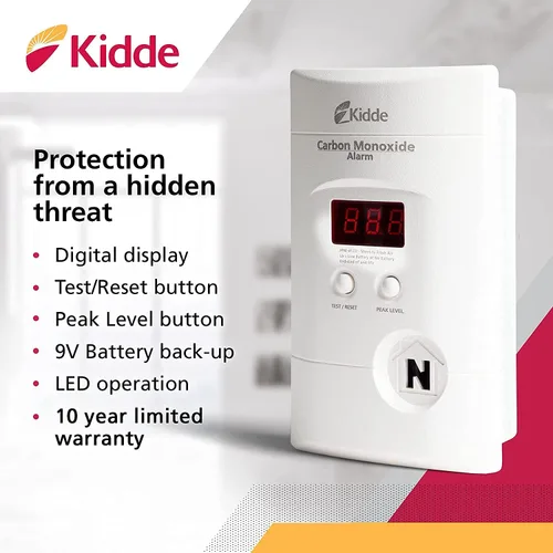 Vista 4 de Kidde - Detector de monóxido de carbono, enchufe de pared con respaldo de batería de 9 voltios, pantalla LED digital - 2