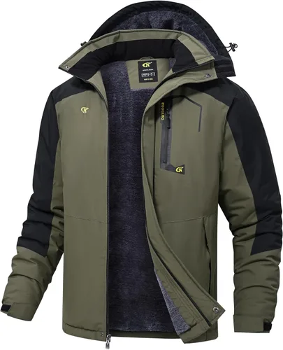 Vista 7 de Tyhengta Chaquetas de esquí impermeables para hombre, abrigos de invierno, chaqueta de nieve ajustable, cortavientos de forro polar, rompevientos