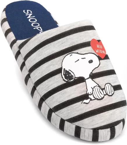 Vista 7 de Peanuts Zapatillas Snoopy para mujer, zapatos de casa grises sin cordones, gris