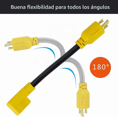 Vista 5 de Cable adaptador de generador RV de 3 clavijas, NEMA L5-30P a TT-30R, adaptador de generador a RV de 30 amperios y 125 V con cable SJTW 10/3 de 1