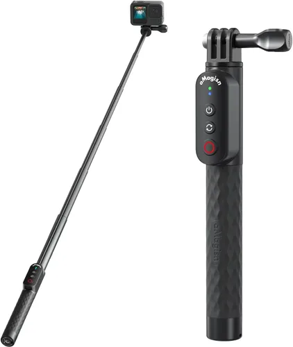 Vista 11 de Control remoto Selfie Stick recargable impermeable 39.4 in estirable compatible con cámara de acción Insta360/Gopro y iOS Android Smartphone