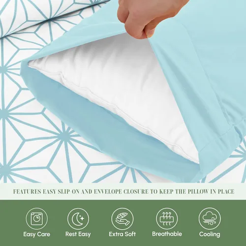 Vista 8 de Elegant Comfort Lujoso juego de sábanas de 4 piezas con patrón geométrico cúbico - 1500 microfibra de calidad premium - juego de ropa de cama más
