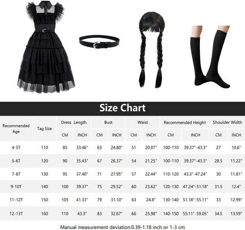 Vista 5 de Disfraz negro para niñas, disfraz de familia negro, disfraz de Halloween, vestido de fiesta para niñas de 4 a 13 años