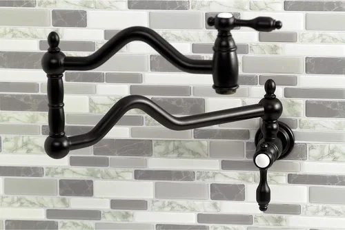 Vista 4 de Kingston KS2100TAL Tudor - Grifo de llenado de ollas para montaje en pared, color negro mate Mate negro