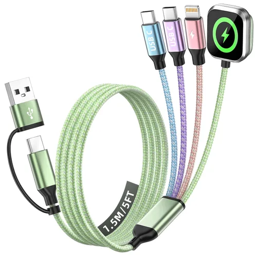 Vista 21 de Cruise Essentials 2026, doble tipo C 4 en 2 cable de carga múltiple para iPhone Watch Charger/iPhone 17/IP, cargador iWatch, artículos esenciales
