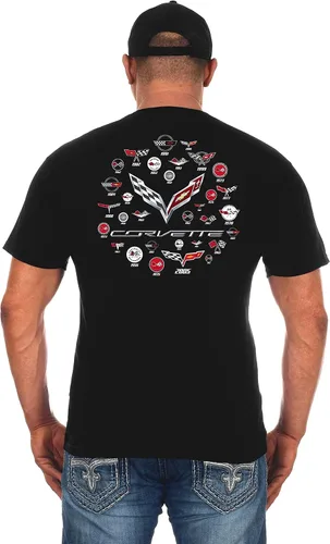 Vista 3 de JH DESIGN GROUP Mens Corvette T-Shirt C7 C6 C5 C4 C3 C2 C1 Collage Black Shirt