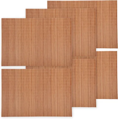 Vista 16 de BambooMN Mantel individual de bambú/tapete rodante de sushi - 18" x 13" - marrón, 4 piezas