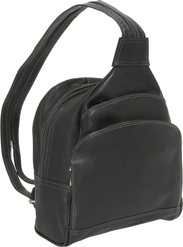 Vista 4 de Piel Leather Mochila Sling, Negro -, Mochila Sling