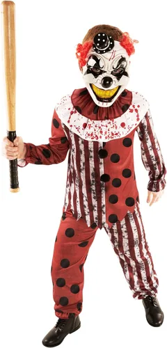 Vista 5 de Morph Disfraz de payaso aterrador para niños, disfraz de payaso asesino espeluznante para Halloween, disfraz divertido para niños y niñas