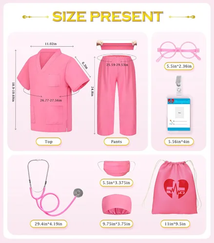 Vista 7 de Disfraz de médico para niños, batas para niñas y niños, ropa de juego de simulación y vestuario para niños, disfraces de Halloween para niñas, kit