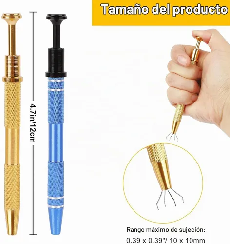 Vista 2 de BACUTHY Paquete de 2 herramientas de recogida para joyería, herramienta de agarre de bola de perforación de acero inoxidable, herramienta