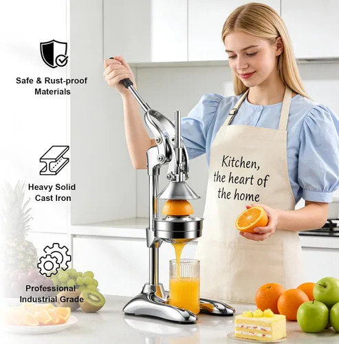 Vista 7 de Prensa manual de exprimidor manual de hierro fundido de alta resistencia, exprimidor profesional de cítricos, para exprimidor de frutas cítricas