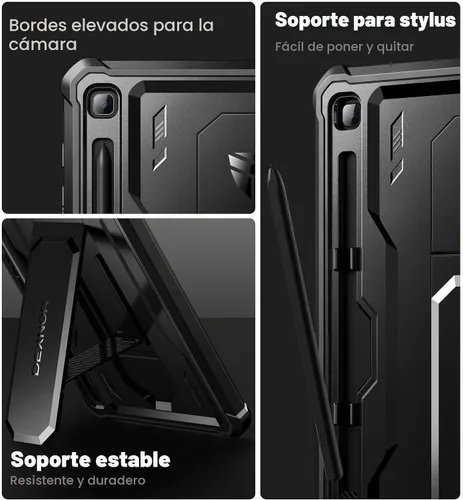 Vista 5 de Dexnor Funda para Samsung Galaxy Tab S6 Lite de 10.4 pulgadas 2024/2022/2020, [Protector de pantalla integrado y soporte] con portabolígrafos