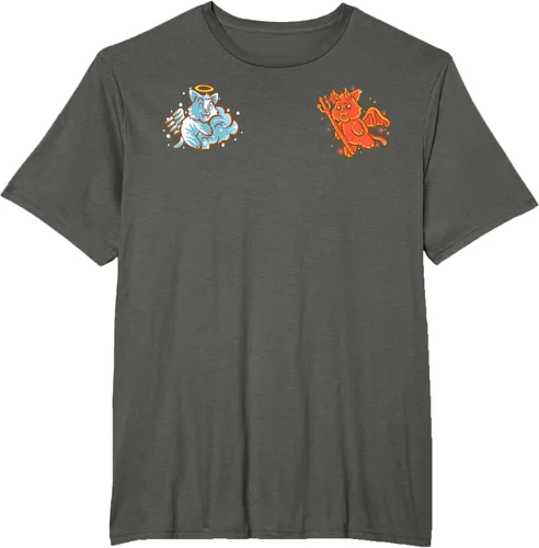 Vista 5 de Camiseta de gato ángel y diablo sentado en tu hombro Nerd Kitten, Negro
