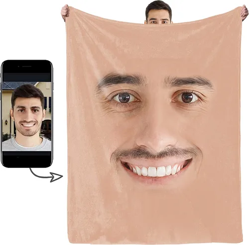 Vista 12 de Manta de Fotos Personalizada, Tema de Vacaciones con Rostro Personalizado, Diseño Divertido Ultra Suave y Acogedora, Manta Decorativa Personalizada