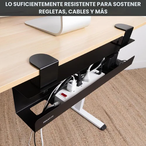 Vista 3 de Mount-It! Bandeja de organización de cables para debajo del escritorio, bandeja de organización de cables de metal sin taladrar para escritorio