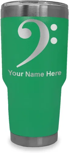 Vista 7 de LaserGram Vaso aislado al vacío de 20 onzas, clave de bajo, grabado personalizado incluido (negro) Engraved Gift for Musician, Vacuum Insulated