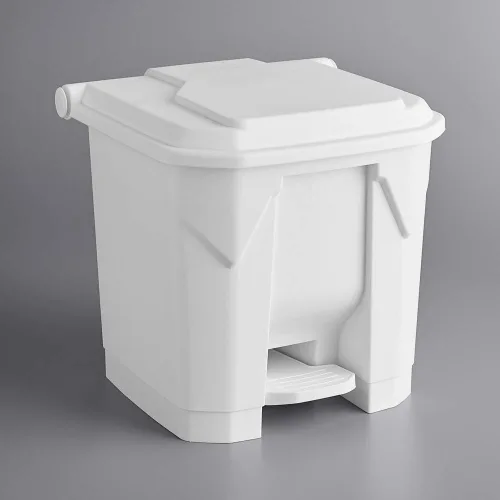 Vista 5 de PRO&Family Cubo de basura rectangular beige de 32 cuartos de galón / 8 galones, cubo de basura con tapa, papelera de reciclaje
