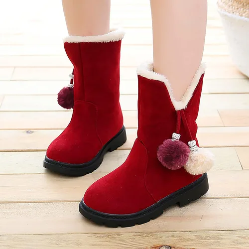 Vista 2 de Toddler Kids Snow Boots Booties Baby Girls Princess Shoes Non-Slip Girl's Fleece Lining Footwear Winter Warm Prewalker