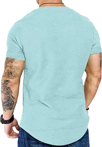 Vista 4 de COOFANDY Paquete de 2 camisetas de manga corta con cuello en V para hombre