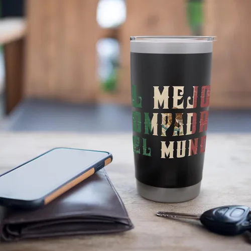 Vista 7 de El Mejor Compadre Del Mundo Spanish Compadre - Vaso aislado de acero inoxidable Negro