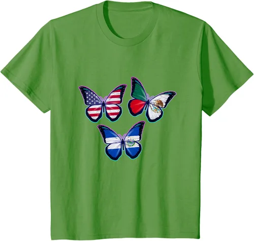 Vista 58 de Multiculti Heritage. Camiseta El Salvador México y Estados Unidos
