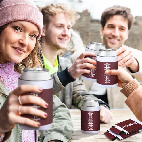 Vista 6 de Ziliny 26 fundas para enfriar latas de fútbol, botellas de cerveza, botellas aislantes plegables a granel para amantes del fútbol, fiestas temáticas