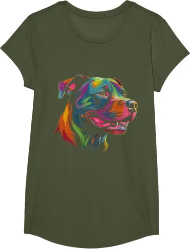 Vista 78 de Pit Bull Mom Dog Lover Colorido Artistic Pitbull Owner - Camiseta para mujer, Negro