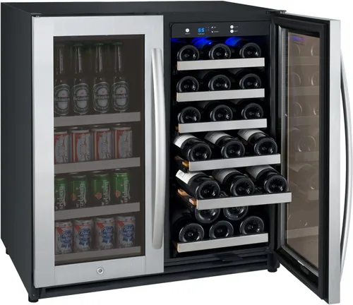 Vista 4 de Allavino VSWB30-2SF20 FlexCount II Tru-Vino 30 botellas/88 latas de doble zona centro de bebidas integrado