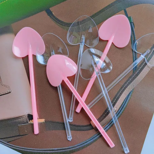 Vista 8 de 100 cucharas de plástico desechables de plástico resistente, cucharaditas pequeñas para degustar/servir, cucharas de postre para catering, fiestas